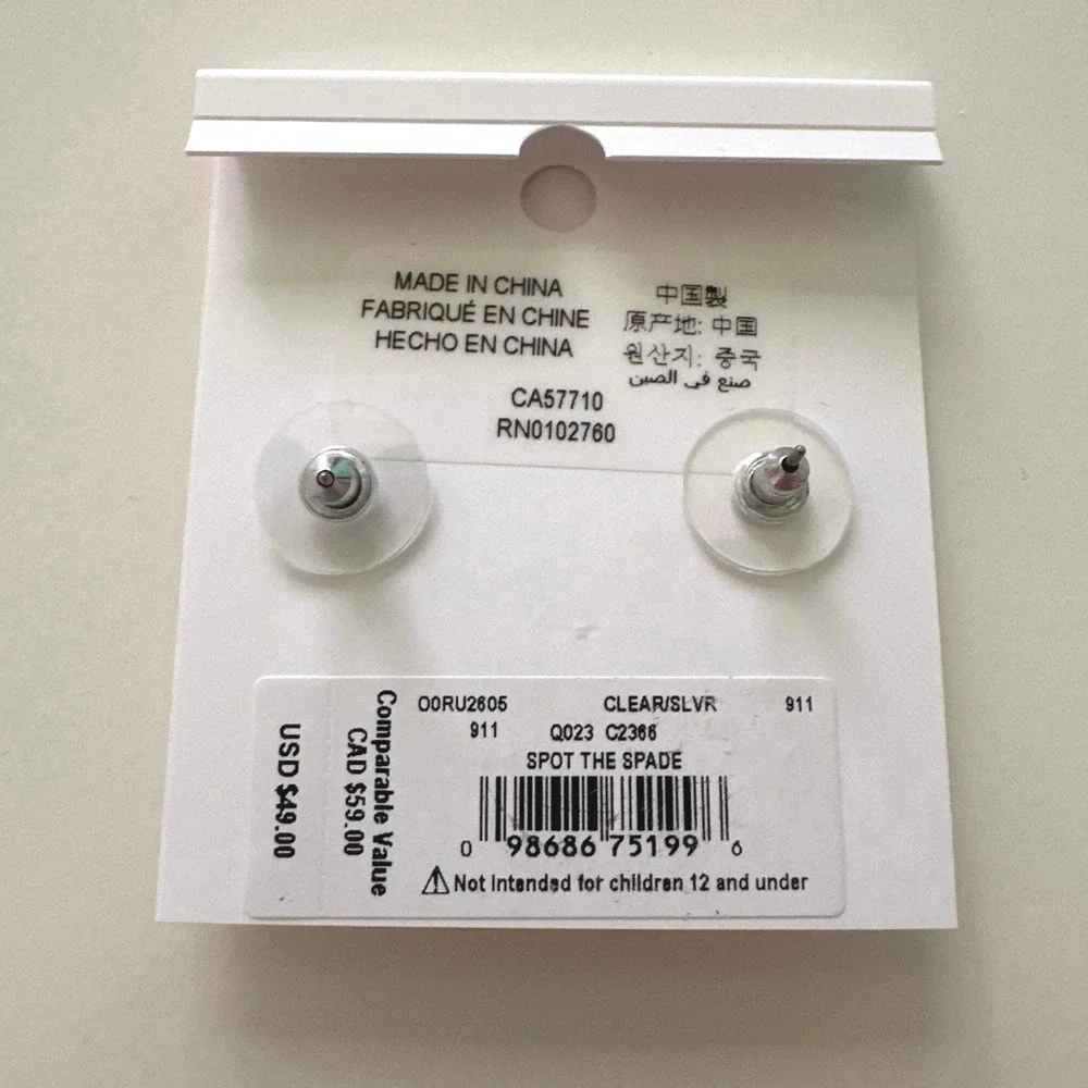 NWT kate spade Signature Stud Earrings Silver Diamond - Picture 2 of 3